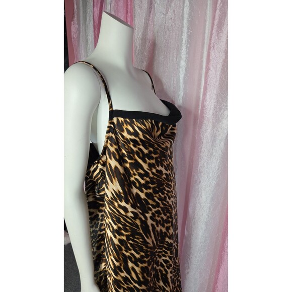 Forever 21 Leopard Print Satin Lined Adjustable Strap Slip Dress Size 1X Plus - Picture 9 of 11